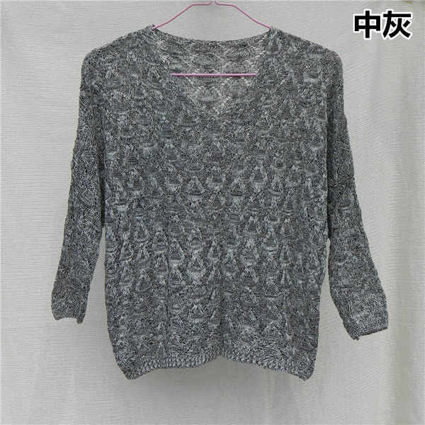 春秋女装毛衣外套短款宽松大码镂空罩衫女套头针织衫薄款蝙蝠线衫