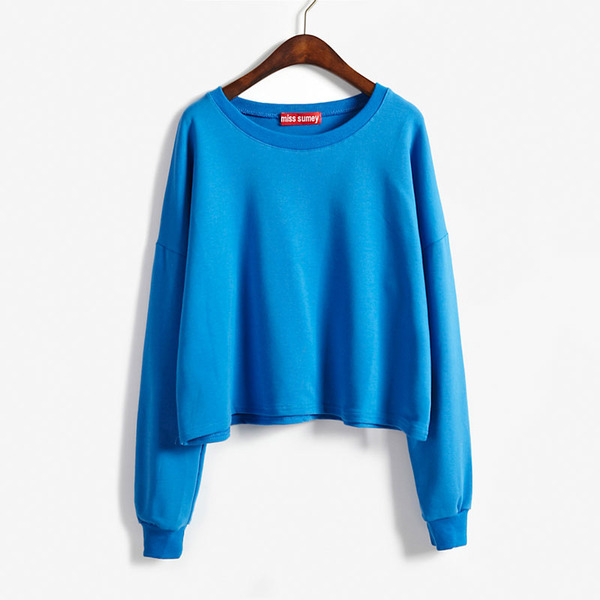 2016秋季新款韩版短款长袖打底衫上衣清新宽松纯棉纯色学生t恤女