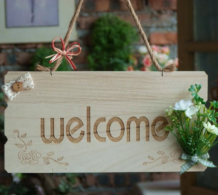 欢迎光临挂牌 美式田园创意welcome 门牌营业牌定制 单双面定做