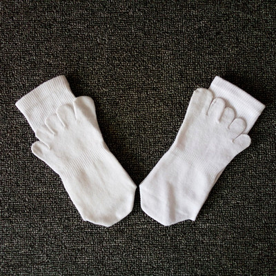 6双包邮 男士纯棉白色五指袜透气防臭运动五趾袜外贸尾单袜子