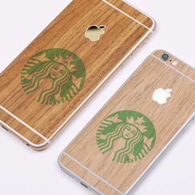 苹果6 plus手机贴纸星巴克6s木纹装饰彩膜iphone6s木纹背膜新品