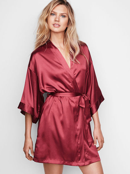 Imported hotel gowns robe wine red sexy silk