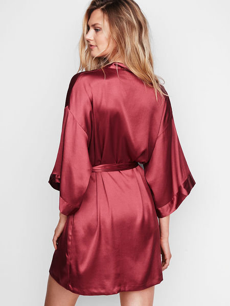 Imported hotel gowns robe wine red sexy silk