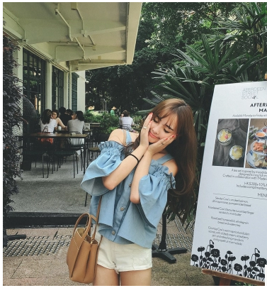 2016夏装新款性感一字领露肩短袖牛仔棉上衣服韩版学生吊带t恤衫