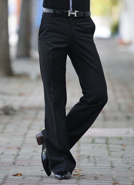 秋冬男装韩版修身中腰大脚裤潮男舞会黑色商务休闲喇叭裤长裤西裤