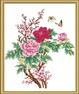 diy数字油画 手绘 风景花卉 客厅卧室餐厅装饰画 40*50 国画牡丹