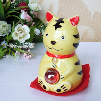 罐 日本原单 主家庭婚姻幸福 超小号日系风水之红耳朵小老虎储蓄罐