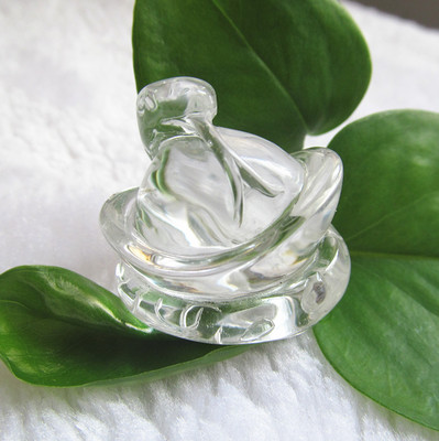 天然巴西白水晶蛇吊坠 元宝蛇小摆件 极品白水晶生肖