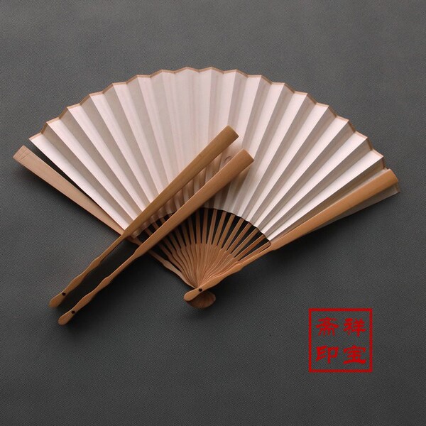 高档玉竹折扇9寸18方琵琶头扇骨配送苏工超薄扇面牛角钉纯手工