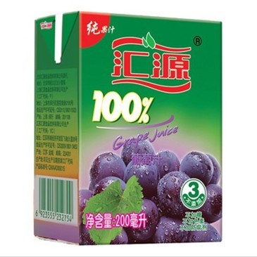 汇源100%葡萄汁纯果汁200ml*24盒 北京两箱包邮