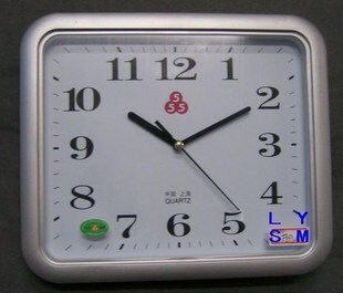 挂钟555牌石英钟 三五牌挂钟 方形28*24cm银色 扫描静音时钟