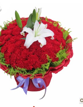 99朵红色康乃馨花束百合搭配探望慰问祝福送花上海花店同城速递