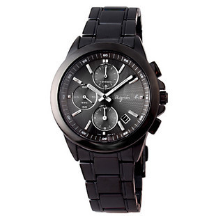 法国【阿尼亚斯贝】agnes b 三眼计时秒表(黑钢)手表 bf8305p