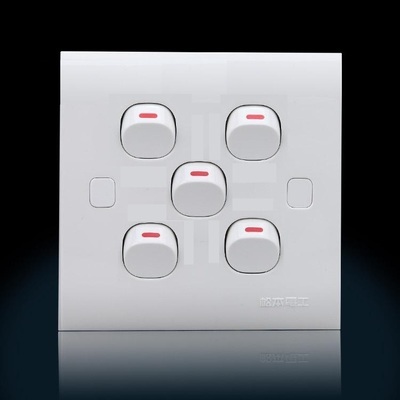 soben松本电工开关插座 86型 b3系列五位双控开关 指甲开关面板