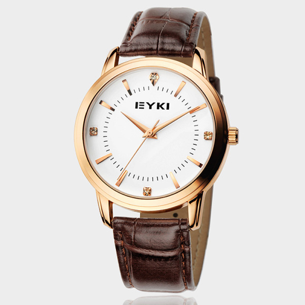 艾奇eyki 韩版复古男女情侣对表防水石英手表商务学生皮带表 8599