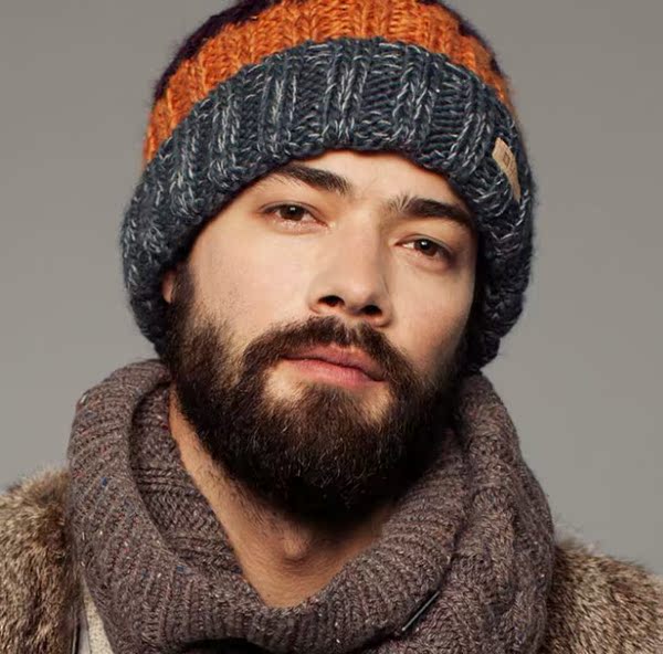包邮欧洲大牌新款冬季拼色手工织毛线帽子男冬天外贸