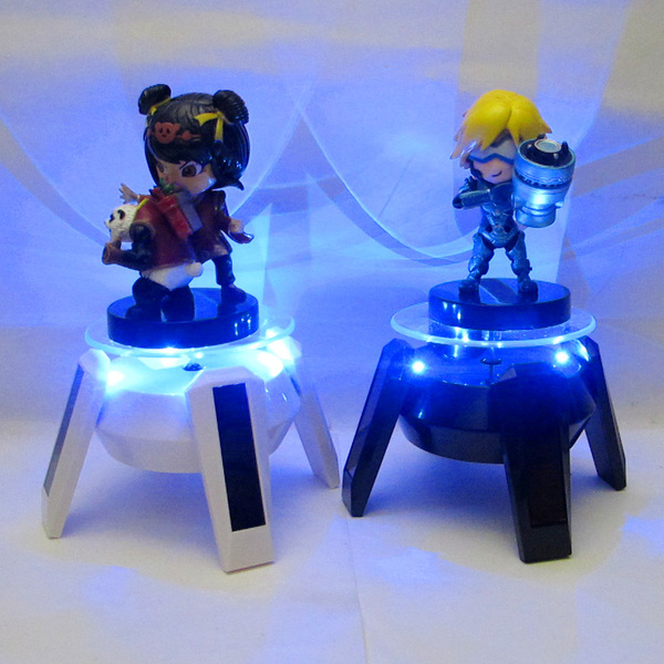 英雄联盟手办展示台 lol手办公仔太阳能发光旋转台带led灯2色可选