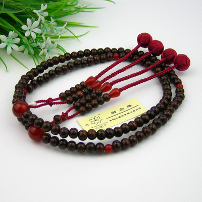 妙莲花真言宗东密本式108念珠日本进口铁刀木红玛瑙三通包邮送袋