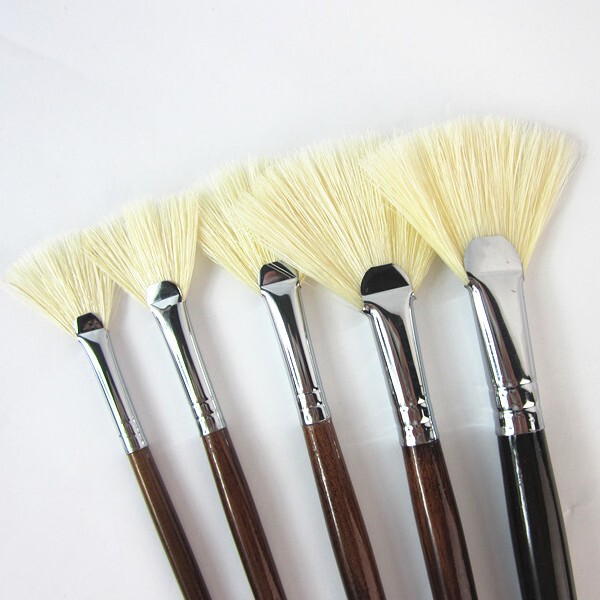 正品榭得堂猪鬃毛扇形笔油画颜料画笔水粉颜料画笔单支