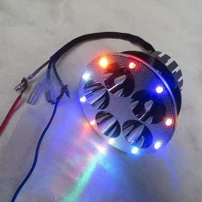 弯梁摩托车大灯led灯泡 踏板电动车鬼火改装彩灯爆闪12v远近光前
