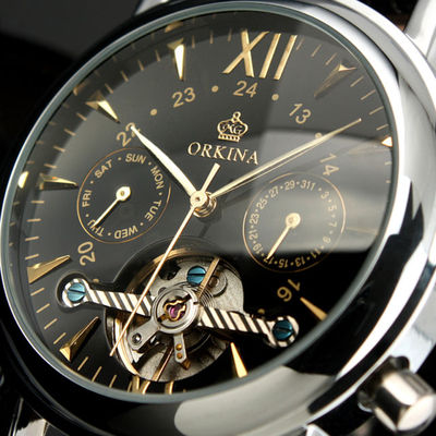 orkina 自动机械表 魅力 休闲 商务 男表 皮带 陀飞轮表 jot002