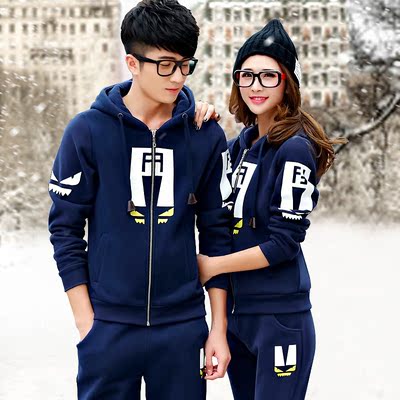 情侣加绒运动套装