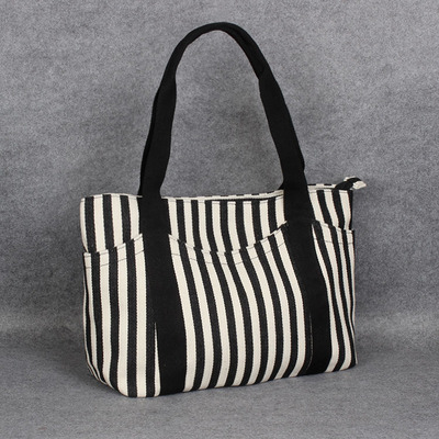 条纹帆布包夏季女包欧美单肩包女式手提包妈咪休闲大包品牌女包包