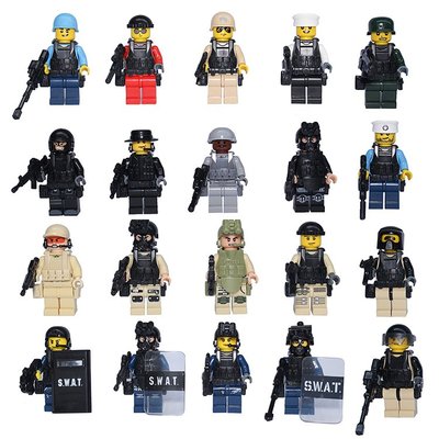 SWAT战术飞虎队警察军事人偶系列 乐高积木