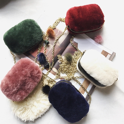 【李雨薇】秋冬新款韩版真羊皮 羊毛包 小包包 小坤包 单肩包