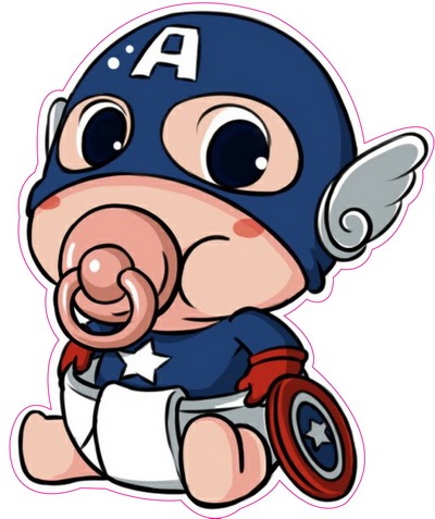 3m无痕 美国队长吸奶嘴 大号电瓶车贴纸客厅书房贴画粘纸墙贴0839