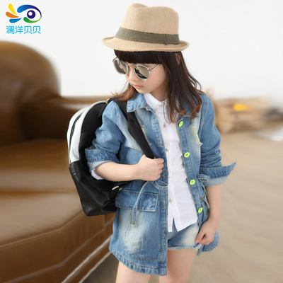 新款童装外套2015春天儿童牛仔衣服韩版中小童女孩秋装风衣3-9岁7