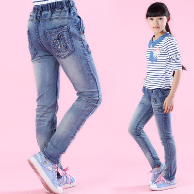 女童春装裤子12春秋款6儿童牛仔裤9小孩休闲长裤5童装7小脚裤10岁