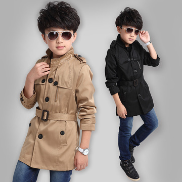 欧美 男童风衣外套韩版潮秋装儿童大衣中长款2015英伦中大童童装单
