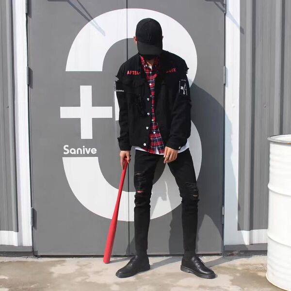 秋季gd权志龙同款长袖夹克牛仔衣破洞欧美高街原宿宽松外套男女潮