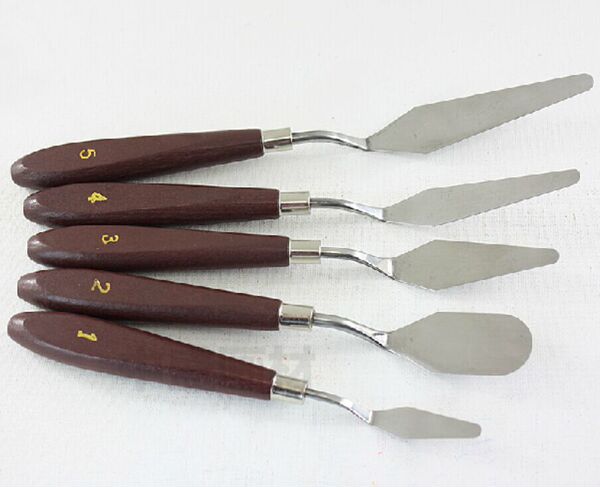 油画刮刀 颜料调色刀 油画刀 调色刀 水粉画刀 弹性极佳 全套5支