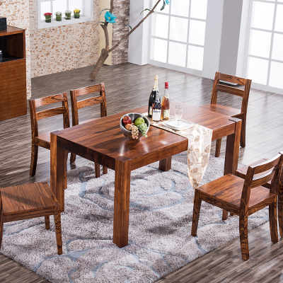 卓越年华 乌金木餐桌 新中式家用实木歺桌椅组合桌子饭桌组装家具
