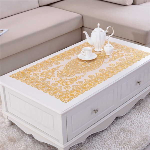 精美茶几垫pvc防水隔热桌布烫金色银色防滑垫子家居办公酒店包邮