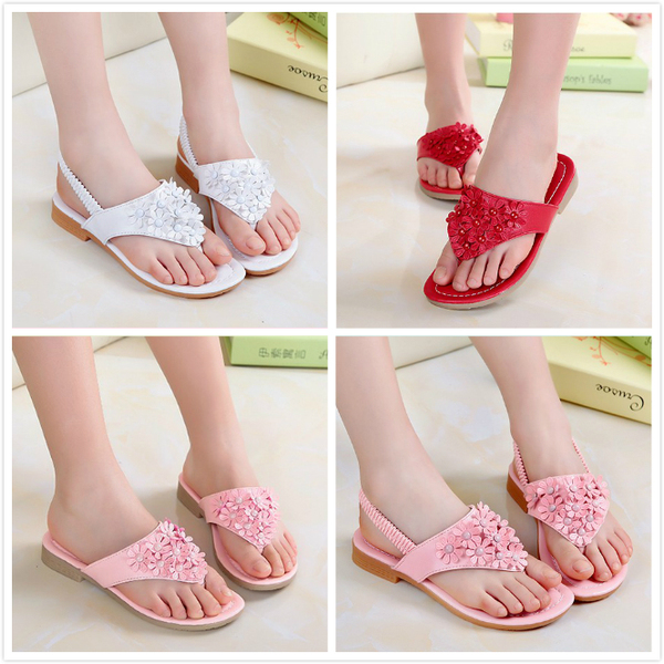 包邮2016夏季韩版女童鞋子花朵拖鞋儿童夹趾凉鞋人字拖亲子鞋女鞋