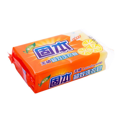 上海固本洗衣皂 无磷超效208克柠檬香型透明皂