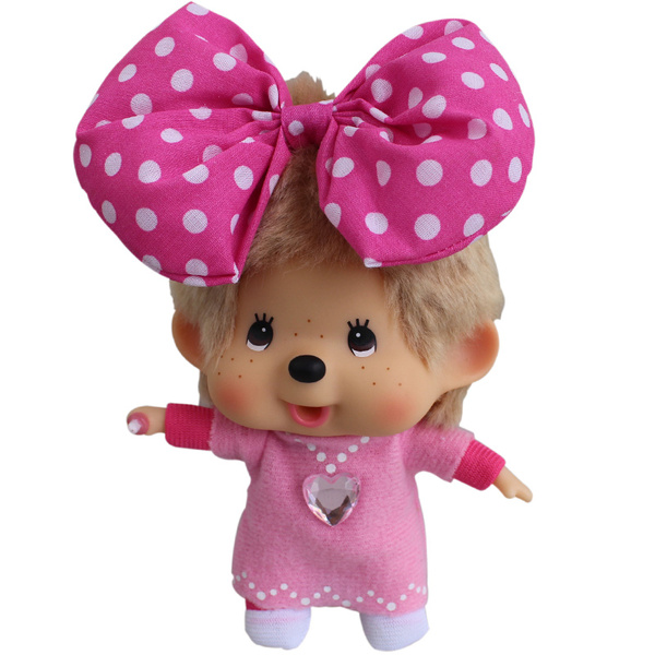 蒙奇奇挂件15cm可爱粉色圆点蝴蝶结水钻创意汽车包包大头公仔礼物