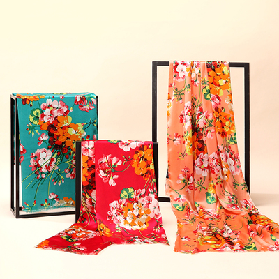 慕丝mosi韩版田园风围巾女印花冬长款商务休闲多用仿真丝百搭丝巾