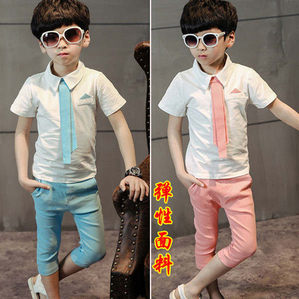 儿童装男童短袖套装2016夏装新款男孩休闲小孩衣服2-7岁o d395