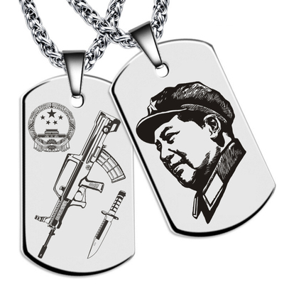 钨金吊坠女饰品老公同款身份胸牌 男士钨钢项链刻字照片情侣军牌