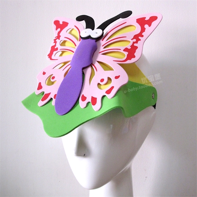 蝴蝶帽子亲子游戏卡通动物头饰六一节幼儿园女孩舞蹈儿童表演道具