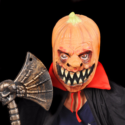 盈派万圣节南瓜头面具天然环保乳胶肌肉人面具舞会演出派对头套