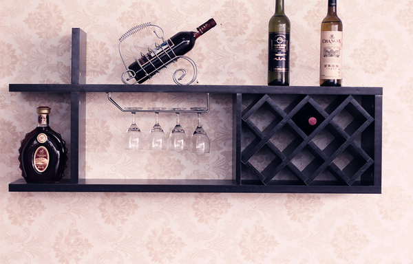 壁挂红酒架酒柜简约现代格子墙上置物架悬挂客厅装饰书柜花架