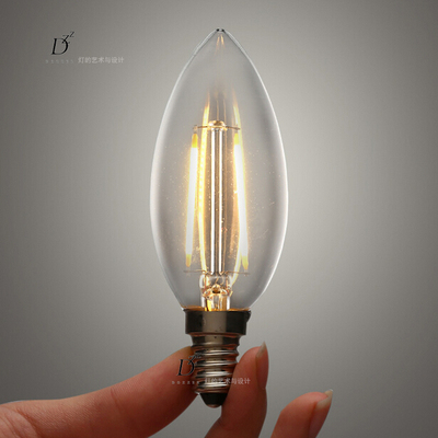 光源e14螺口2w装饰白炽灯节能省电led灯丝蜡烛拉尾灯泡