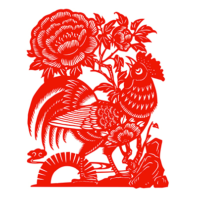 花开富贵鸡年剪纸窗花春节窗花贴纸喜生肖鸡新年装饰贴纸剪纸防水