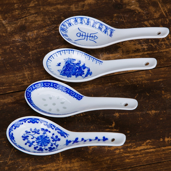 小勺子汤勺调羹汤匙景德镇中国老式优质正品玲珑青花瓷餐具