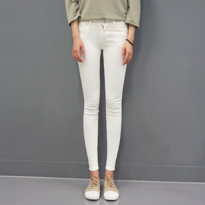 新款白色打底裤女紧身弹力九分黑白色小脚铅笔裤#1117